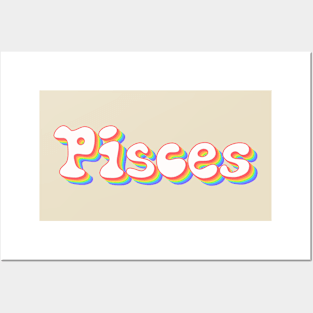 Retro Rainbow Pisces Posters and Art